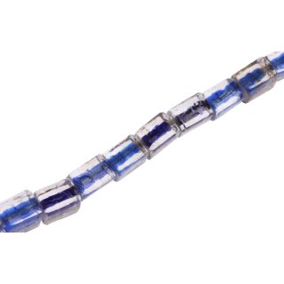 Glass Beads Shiny Transparent w blue Square / 13mm / 29pcs.