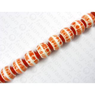 Shark bone ball beads with orange resin ca.20mm