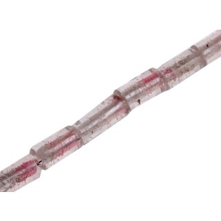 Glass Beads Shiny Transparent –Pink/white Tube / 20x10mm / 22pcs.