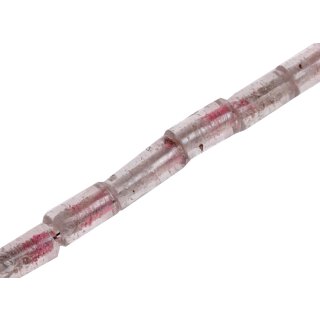 Glass Beads Shiny Transparent &ndash;Pink/white Tube / 20x10mm / 22pcs.