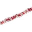 Glass Beads Shiny Transparent  white/red Tube / 13mm /...