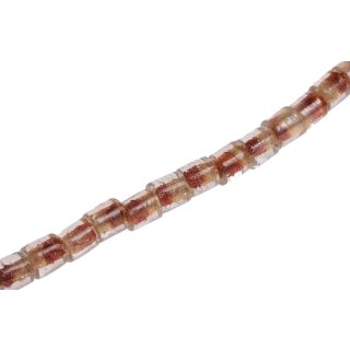 Glass Beads Shiny Transparent  burgundy/white Tube / 12mm / 36pcs.