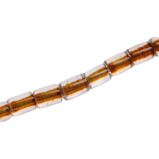 Glass Beads Shiny Transparent w brown Tube / 17mm / 24pcs.