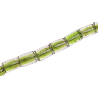 Glass Beads Shiny Transparent w green Tube / 17mm / 24pcs.
