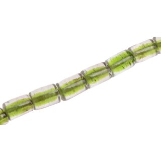 Glasperlen Shiny Transparent w green Tube / 17mm / 24pcs.