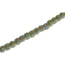 Glass Beads Shiny with design  green dice / 10mm / 38pcs.