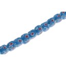 Glass Beads Shiny with design  blue dice / 10mm / 38pcs.