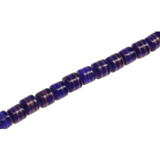 Glass Beads Shiny with design  blue tube / 9mm / 43pcs.