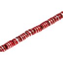 Glass Beads Shiny with design  red   tube / 10mm / 28pcs.