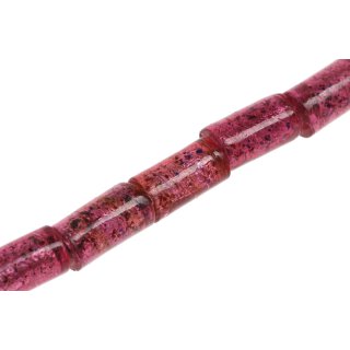 Glass Beads Shiny w design Fuschia tube / 28mm / 14pcs.