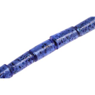 Glass Beads Shiny w design blue tube / 30mm / 14pcs.