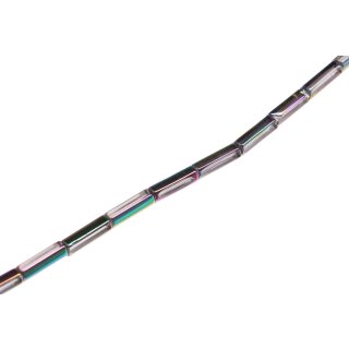 Glass Beads Shiny with design Transparent silver tube / 20mm / 17pcs.