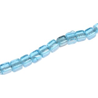 Glass Beads Shiny  Light blue Dice / 11mm / 35pcs.