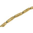 Glass Beads Shiny – Green/Gold tube / 38x12mm / 10pcs.