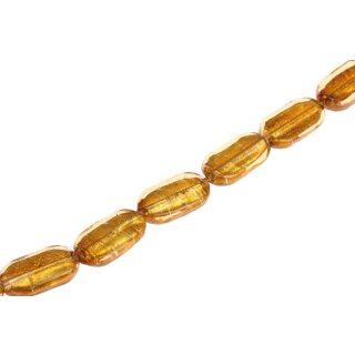Glass Beads Shiny – Transparent w gold oval / 28x15mm / 15pcs.