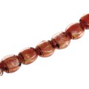 Glass Beads Shiny w design Red flat oval / 20mm / 20pcs.