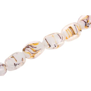 Glass Beads Shiny w design White oval / 30mm / 13pcs.