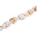 Glass Beads Shiny w design White oval / 30mm / 13pcs.