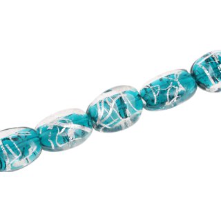 Glass Beads Shiny w design Deep sea oval / 30mm / 13pcs.