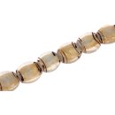 Glass Beads Shiny w design – Grey/Gold flat oval /...