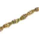 Glass Beads Shiny w design – Green blue gold oval /...