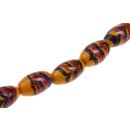 Glass Beads Shiny w design – yellow blue red oval /...