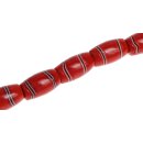 Glass Beads Shiny w design – red white oval / 29mm...