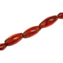 Glass Beads Shiny w design – red orange oval / 30mm...