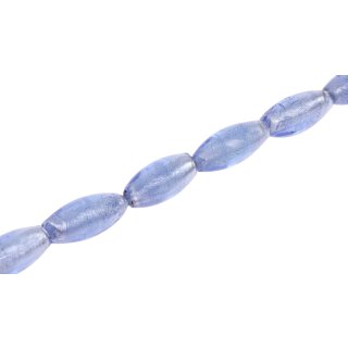 Glass Beads Shiny w design –silver blue oval / 30mm / 14pcs.