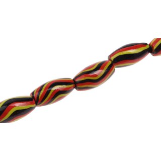 Glass Beads Shiny w design Multicolor tube rounded / 34mm / 12pcs.