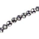 Glass Beads Shiny with design dark blue round / 12mm /...