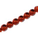 Glass Beads Shiny with design Red round / 12mm / 35pcs.
