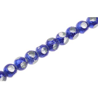 Glass Beads Shiny with design blue round / 10mm / 40pcs.