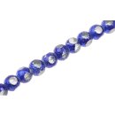 Glass Beads Shiny with design blue round / 10mm / 40pcs.
