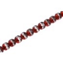 Glass Beads Shiny with design red round / 10mm / 40pcs.