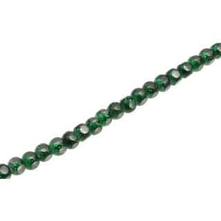 Glass Beads Shiny with design green round / 6mm / 71pcs.