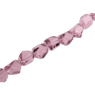 Glasperlen crystal Shiny pink irregular / 18x15mm / 21pcs.