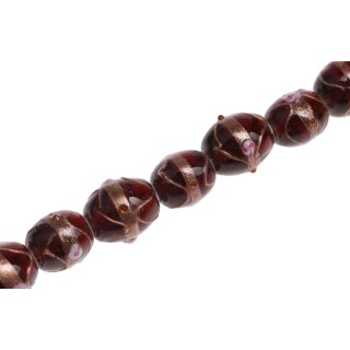 Glass Beads Shiny with design brown oval / 21mm / 21pcs.