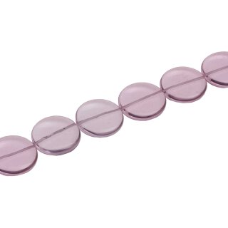 Glass Beads Shiny rose flat round / 30mm / 13pcs.