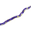 Glass Beads Shiny w design blue bent tube / 40x9mm / 9pcs.