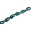 Glass Beads Shiny w design bottle green oval / 25mm / 16pcs.