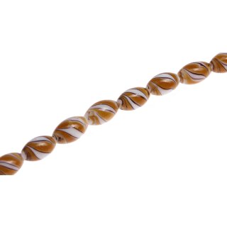 Glass Beads Shiny w design  honey oval / 25mm / 16pcs.