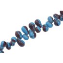 Glass Beads Shiny w design blue teardrops / 17mm / 66pcs.