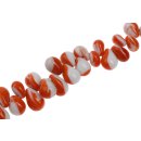 Glasperlen Shiny w design orange  white teardrops / 17mm...