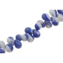 Glass Beads Shiny w design blue  white teardrops / 17mm /...