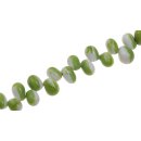 Glass Beads Shiny w design green  white teardrops / 13mm...
