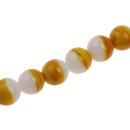 Glass Beads Shiny w design white yellow round / 20mm /...