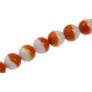 Glass Beads Shiny w design white orange round / 20mm /...
