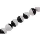 Glass Beads Shiny w design white green round / 20mm / 21pcs.