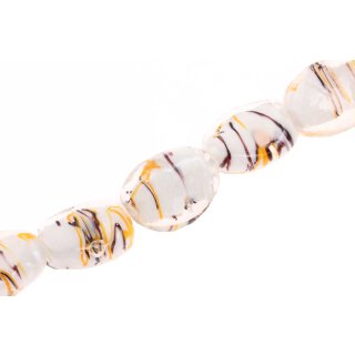 Glasperlen Shiny w design  flat oval / 32mm / 13pcs.